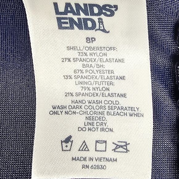 Lands' End Classic Navy Lined One Piece Swimsuit Size 8 - Picture 8 of 9